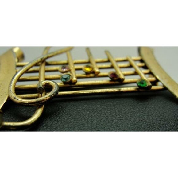 Sterling Silver Brooch 925 Music Scale Womans Hallmarked Enzell Gems Clef - Picture 5 of 12